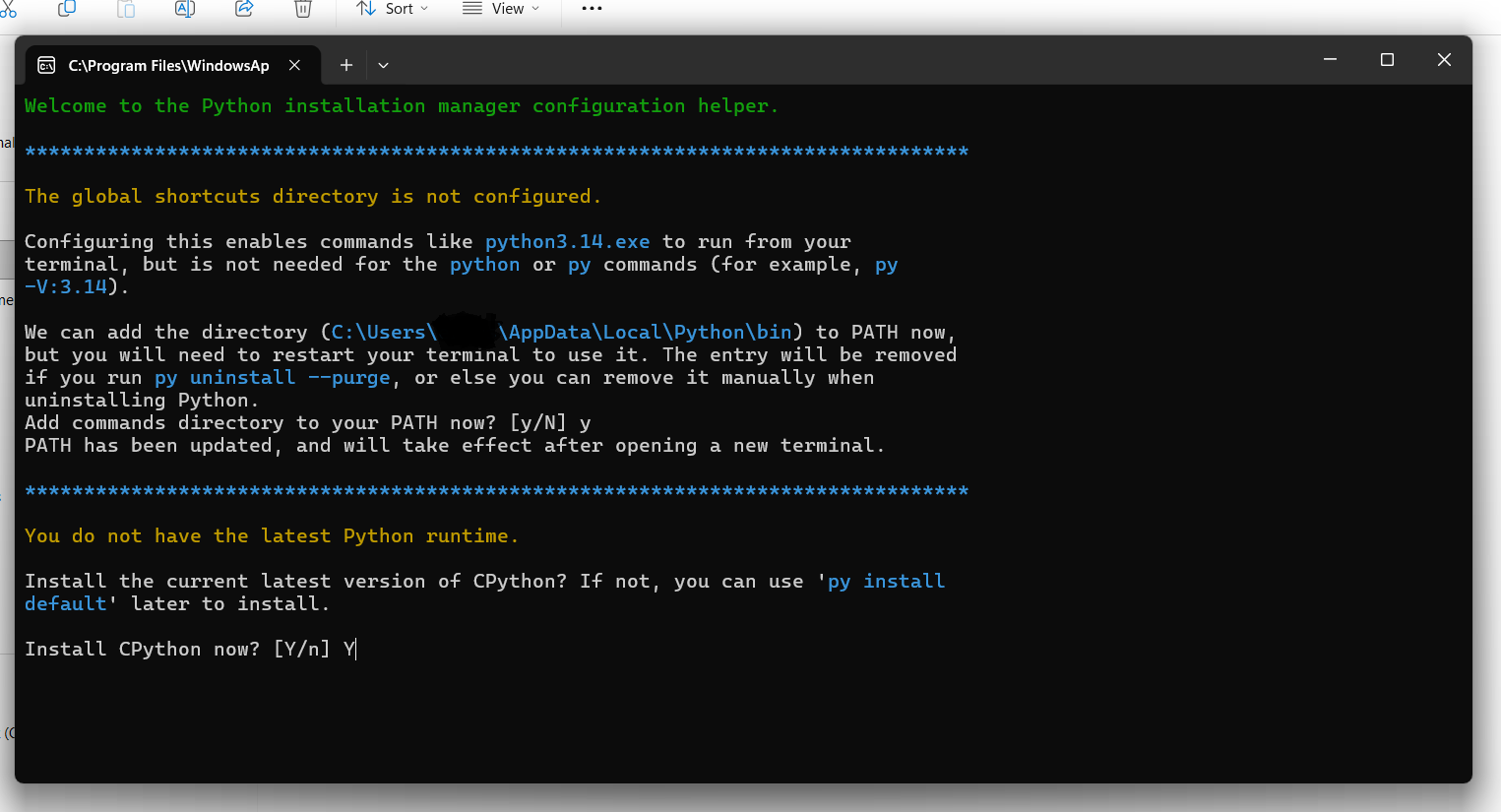 Running py install