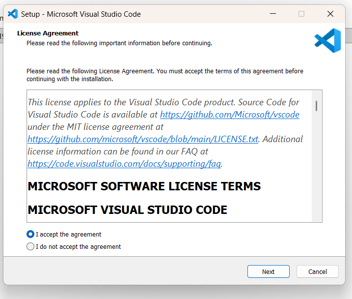 VS Code license agreement