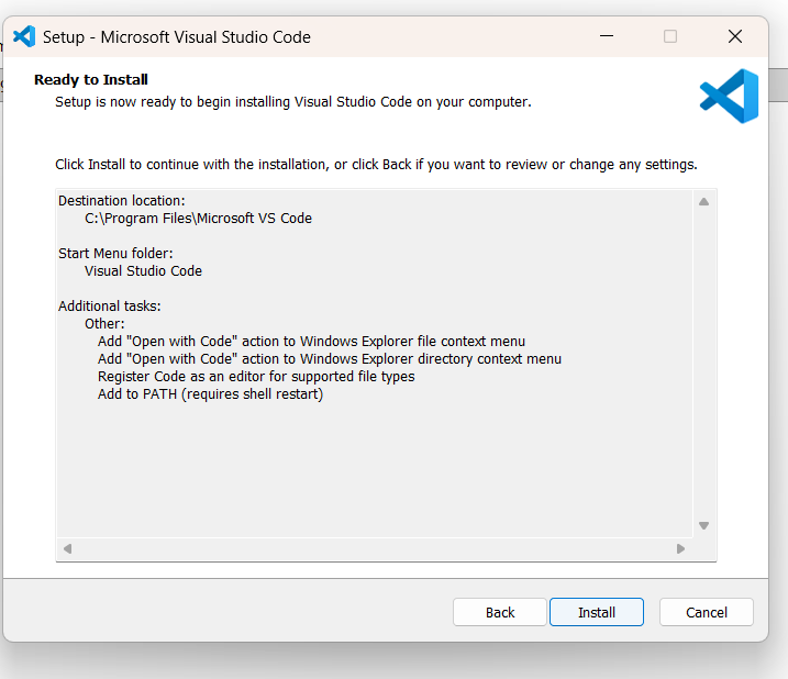 VS Code ready to install