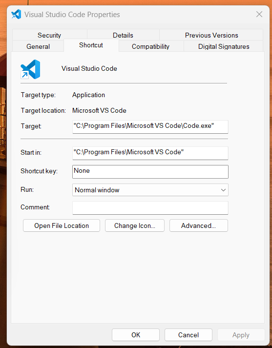 VS Code shortcut details
