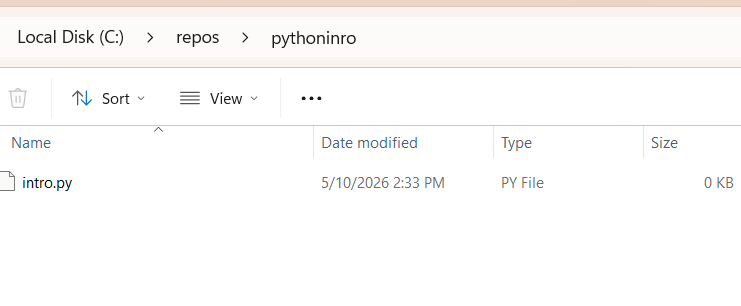 intro.py created in project folder