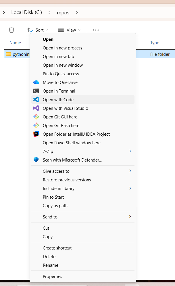 Creating a new file from the context menu